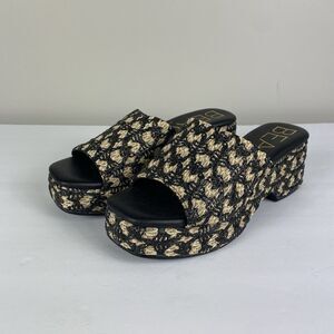 Beach Matisse Womens 8 Sandals Raffia Platform Clog Marble Black NEW Beach Y2K